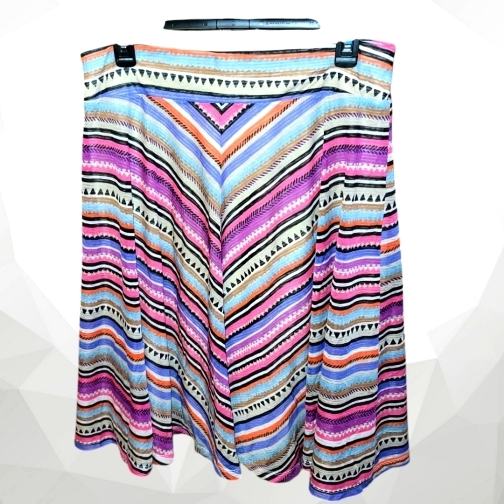 Multi-Colored Mixed Print Stretch Skirt New Directions Size M Travel lined